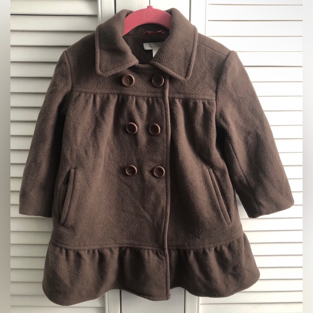 Garnet Hill Size 3 Toddler Wool Blend Brown Pea Coat